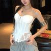 BITCED Spring Women's Solid-Color Slim-Fit Streetwear Off-Shoulder Wrap-Top with Backless Design