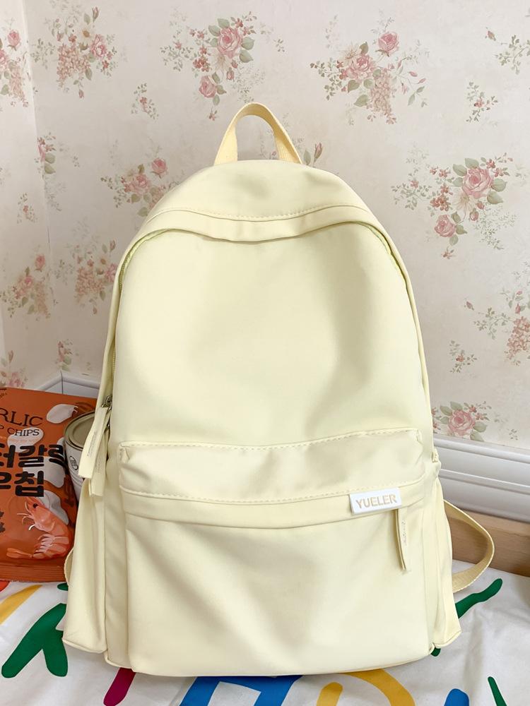 Large Capacity Backpack Female Backpack College Student Junior High School Student High School Bag Solid Color Simple Japanese Travel Bag
