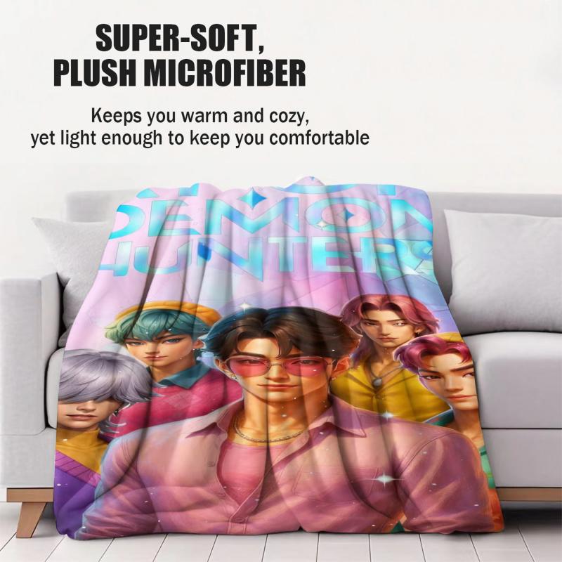 K-POP Demons Hunters Theme Blanket, Hot Anime Print Flannel Throw Blanket, Perfect Fan Gift Blanket, Home Casual Warm Blanket