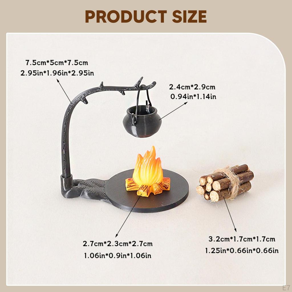 5 1/12 Scale Dollhouse Mini Wooden Campfires with Stump for Sand Table