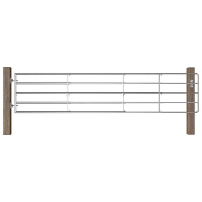 5-bar Gate - VIDAXL - Galvanized Steel - Silvery - Dimensions (150-400)x90 Cm