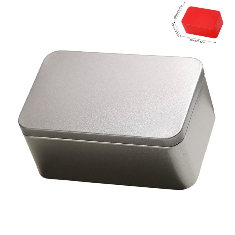 1Pcs Tin Box With Lid Soild Color Card Box Simple Tinplate Empty Cans Rectangular Case Candy Cookie Jar Container Home Storage