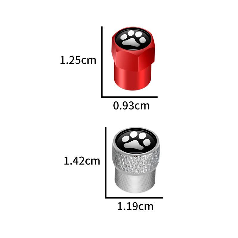 4Pcs Creative Design Paw 3D Animal Dog Cat Bear Foot Prints Footprint Emblem Car Wheel Tire Valve Caps Stem Case Dust Caps Decor