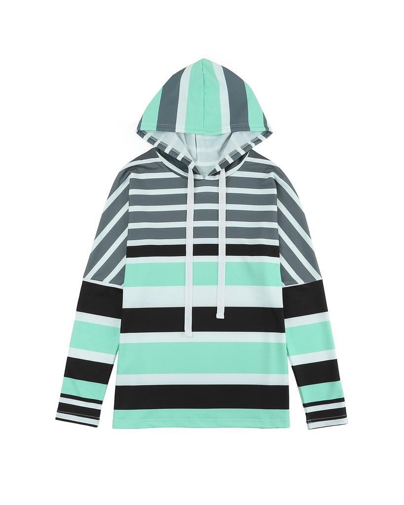 Azura Exchange Striped Drawstring Long Sleeve Hoodie