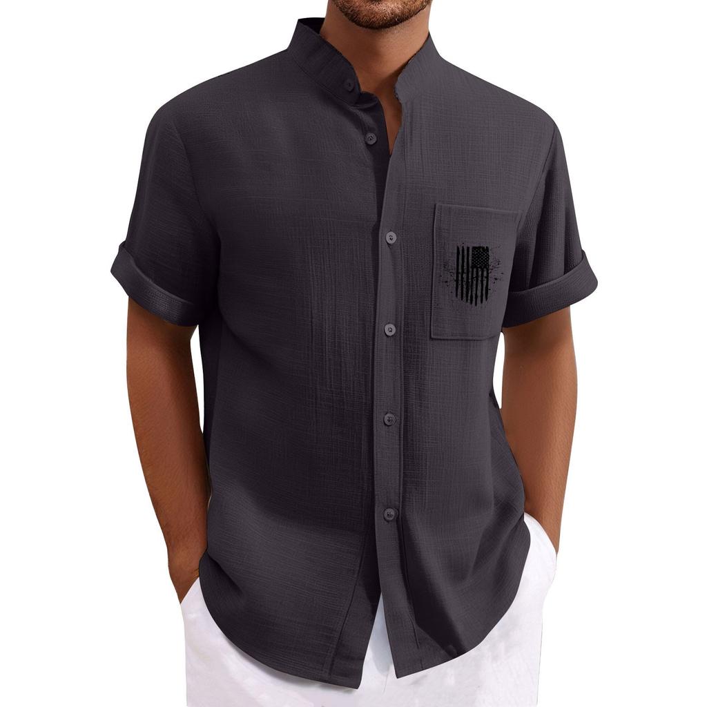 Men'S Casual Loose Short Sleeved Printed Shirt With Fashionable Top