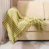 Houndstooth Tassel Woolen Blanket Summer Thin Air Conditioning Blankets For Office Living Room Sofa Cozy Nap Cushion Shawl