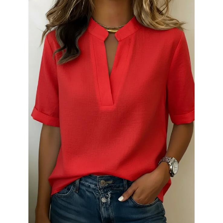 2026 Zomer Nieuw Effen Kleur Casual Pullover Korte Mouw Dames Losse Grote Maat Top