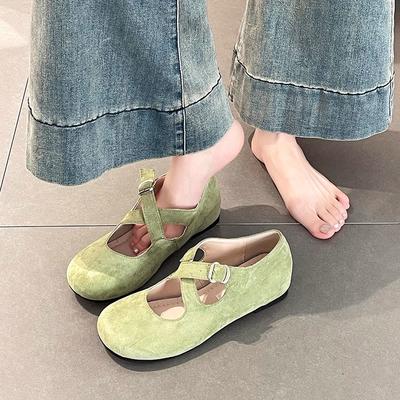 Verde avocado retrò premium Mary Jane scarpe singole da donna per la primavera nuove scarpe da ballo a suola morbida con scollo basso