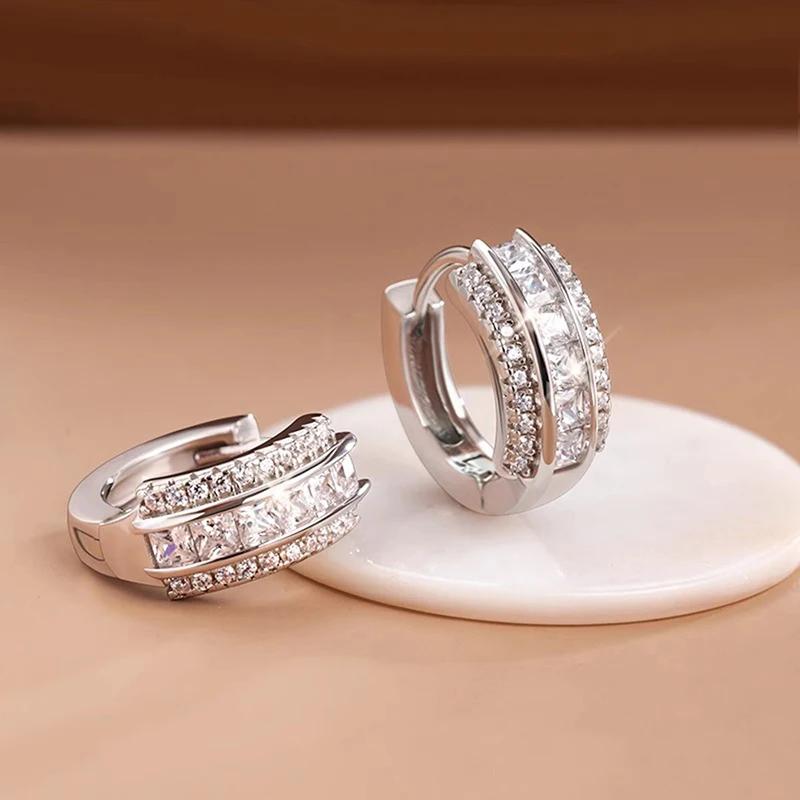 

CAOSHI Small Fresh Style Colored Cubic Zirconia Hoop Earrings Silver Color Temperament Sweet Daily Wearable Women Party Jewelry