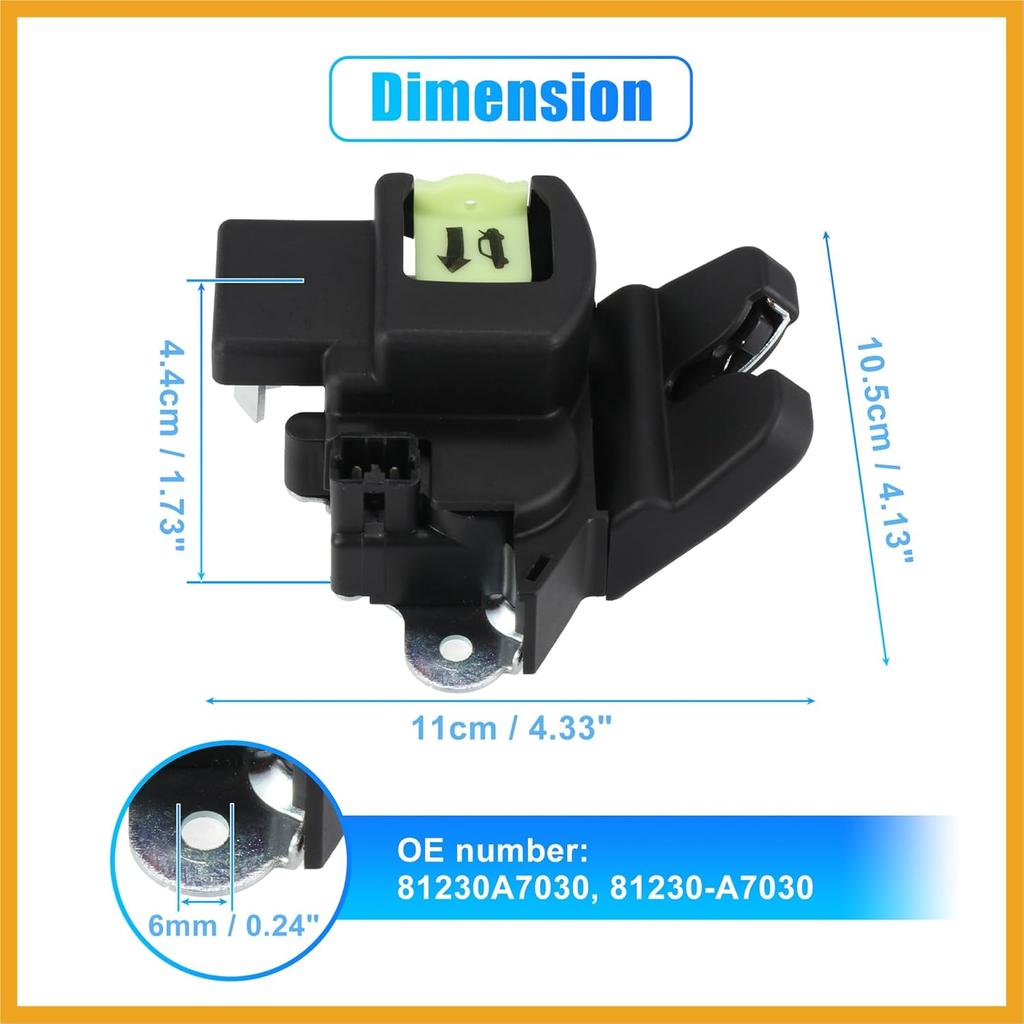 Trunk Latch Lock Actuator 81230-A7030 for Kia Forte Koup 2014-2022 1.6 1.8 2.0 Engine w/Keyless Entry Tailgate Door Latch Lock Actuator Motor Rear