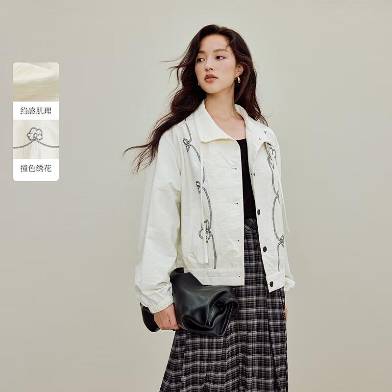 INMAN Women s Textured Embroidered Drawstring Jacket S