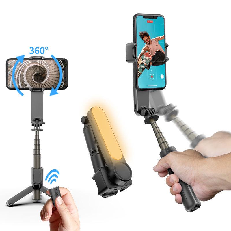 L09 Bluetooth Selfie Stick: Handheld Stabilizer with Fill Light, Anti-Shake Vlog Gimbal, Single-Axis Mini Steady Cam