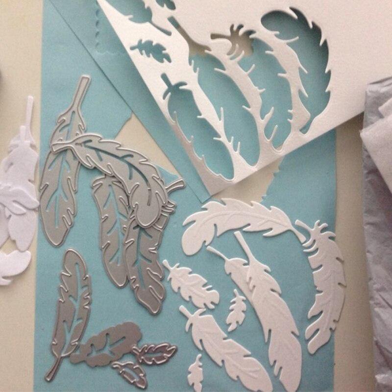 8Pcs/Set Feathers Dies Cuts For Card Making, Cutting Dies, Metal Die Cutting Mold, Scrapbooking Dies, DIY Etched Embossing Stencil For Craft