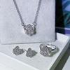 Three-Piece Collarbone Chain Light Luxury Super Fairy Flower Fairy Necklace Set Jewelry Brass