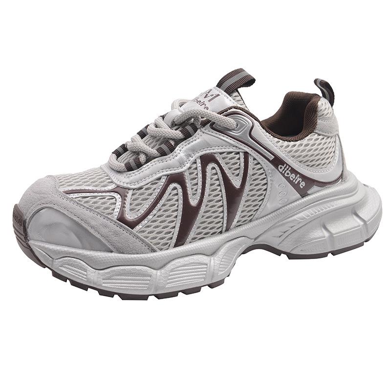 

Женские осенние кроссовки 2025 года: Дышащие, Сетчатые, На толстой подошве, Спортивные, Универсальные, Повседневные кроссовки для бега 37 коричневый