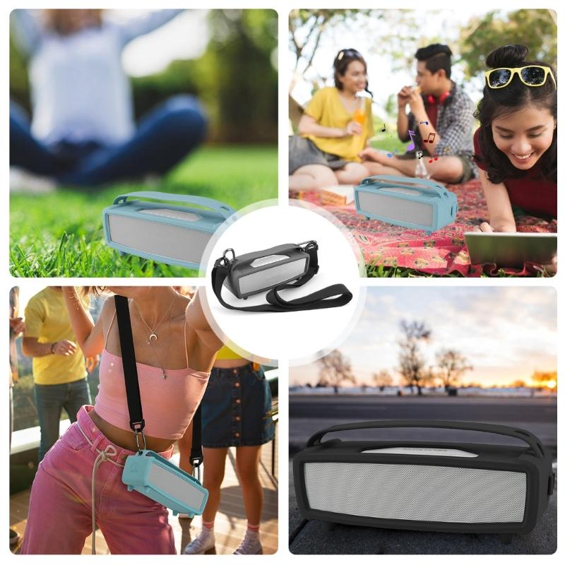 Schutzhülle aus Silikon für Lautsprecher Tasche mit Schultergurt Staubschutzstöpsel Schalllochdesign Schutzhülle