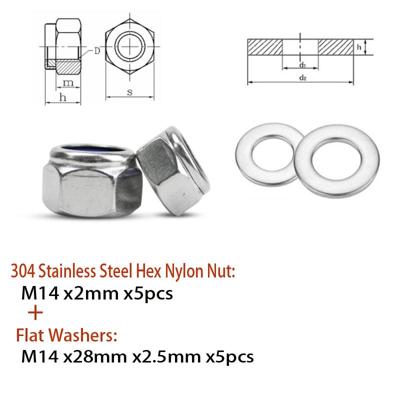 5-25pcs M2-M4 304 Stainless Steel Hex Nylon Insert Lock Nut Self-locking Locknut Locknut Whit M2-M4 Flat Washers
