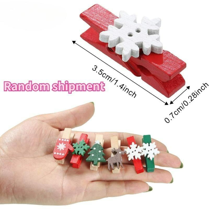50pcs Christmas Wooden Clips New Year Party Decoration Photo Wall Clip DIY Christmas Ornaments Decorations for Home Xmas Tree