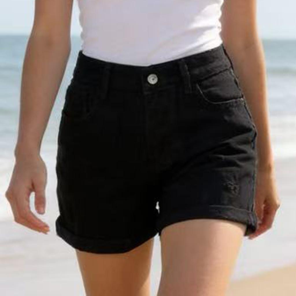 Dámské barevné džíny Stretch Slim Fit Distressed Denim Shorts