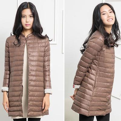 YG Women Long Parka Slim Thin Long Sleeve Winter Light Down Coat
