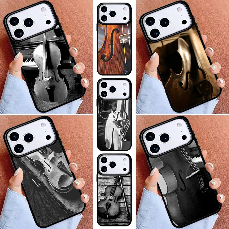 Elegant Wooden Violins Bow Sheet Music Phone Case for iPhone 16e 15 14 13 12 17 Pro Max Plus Air 17pro Cover Coque