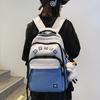 Korean Version of Simple Letter Printing Contrasting Color Large-capacity College Student Schoolbag 2024 New Travel Student Schoolbag