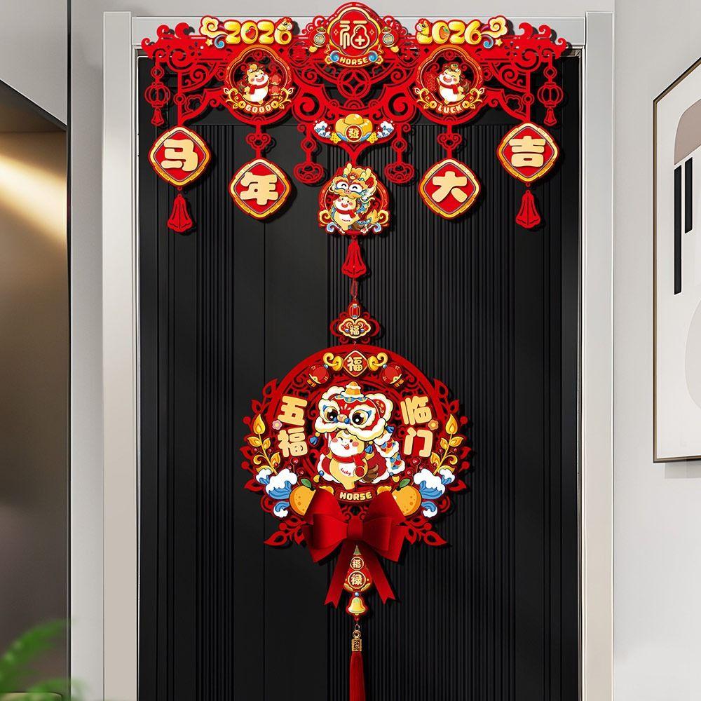 Flocking Lunar Year Decor 2026 Horse-themed New Year Decor Festive Lucky Pendant  Chinese New Year