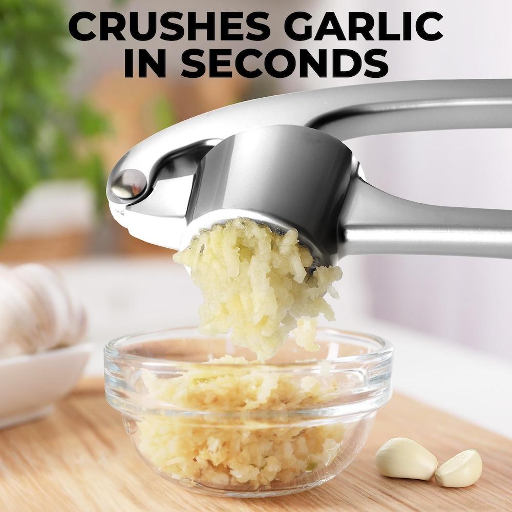 Garlic Crusher, Kitchen Large Premium Garlic Press Set Stainless Steel Bigger Bowl & Rust Proof Safe Garlic Mincer Tool
