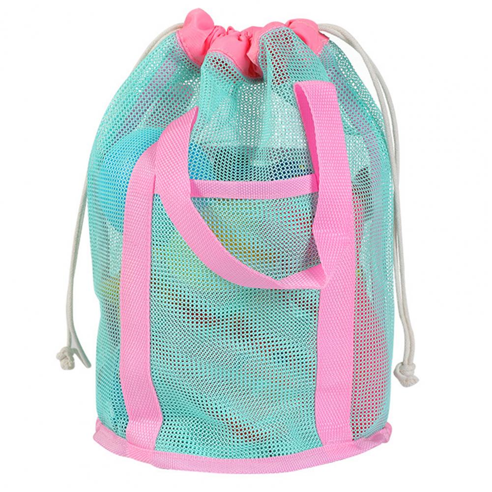 Portable Beach Bag Hollow Mesh Quick Dry Beach Tote Foldable Mesh Swimming Bag For Children Beach Toy Baskets Storage Bag