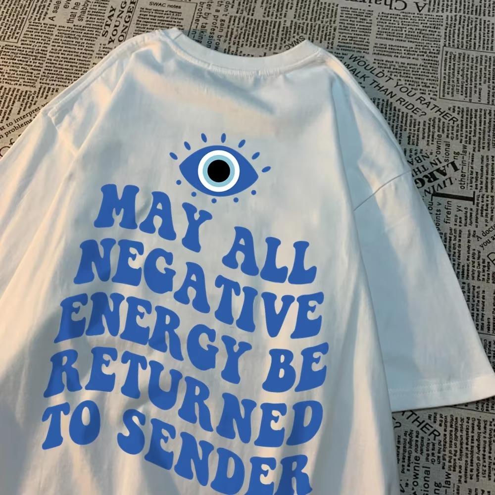 

Пусть все негативные события будут возвращены отправителю Мужские футболки Хип-хоп Качество Свободные рубашки Выкройки Топы Простота Хлопковая одежда XXXXXL белый