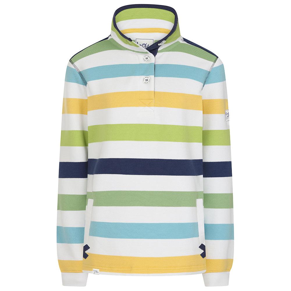 Lazy Jacks Womens/Ladies Striped Button Neck Sweatshirt