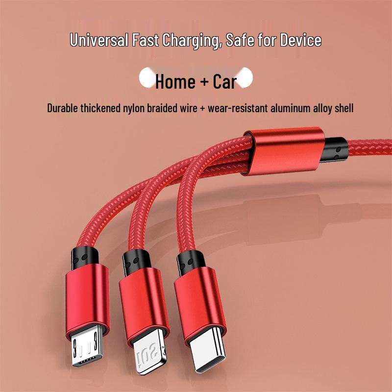 A+C 3-in-1 Fast Charging Cable: Compatible with Apple, Huawei, and Type-C Devices