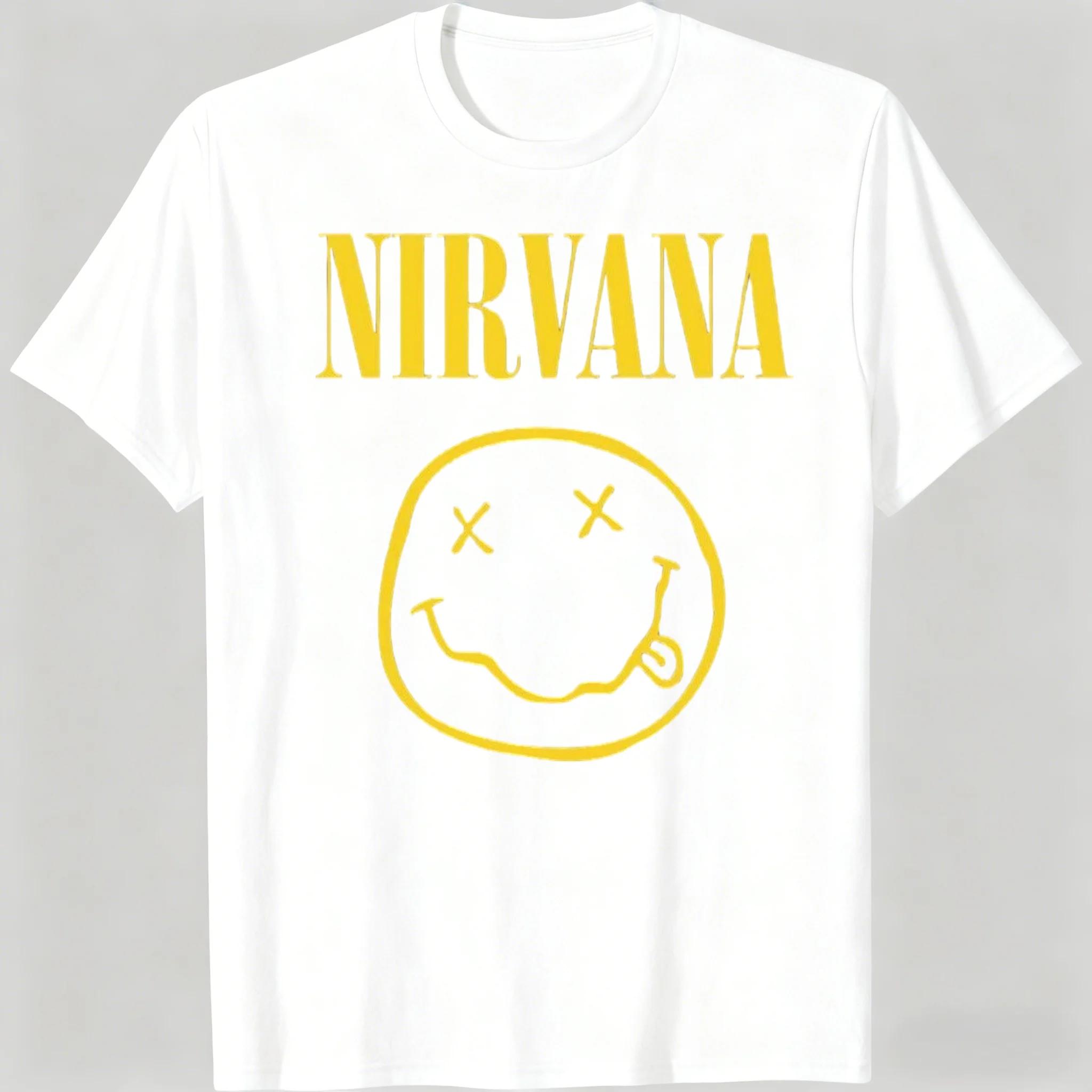 

Нова чоловіча бавовняна футболка рок-гурту Nirvana, чоловіча та жіноча оверсайз футболка в стилі хіп-хоп Y2K, повсякденна вільна вулична для відпочинку на природі XXXL чорний