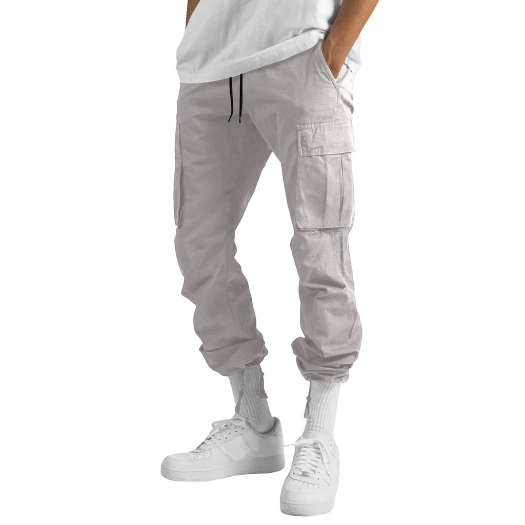 Pantaloni da Lavoro da Uomo con Coulisse e Tasche Multiple, Pantaloni Lunghi Casual