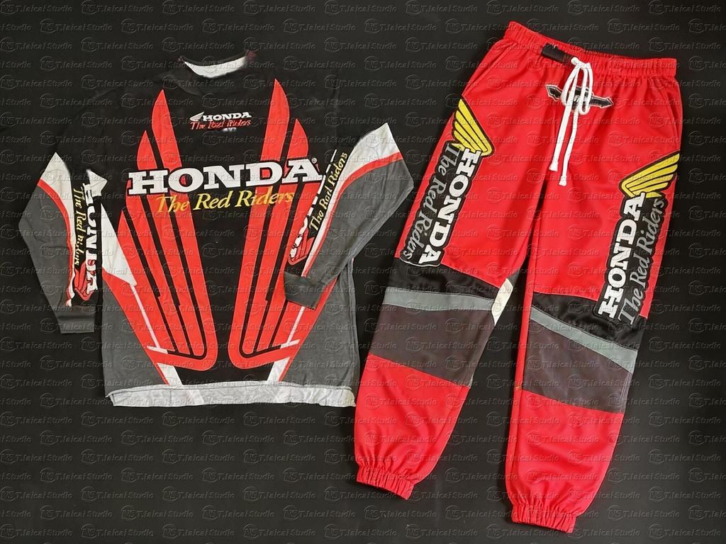 NOS Team Honda Vintage Motokrosový Závodní Dlouhý Rukáv Prodyšné Rychleschnoucí Super Dres pro Muže Vintage Závodní Oblečení JS1
