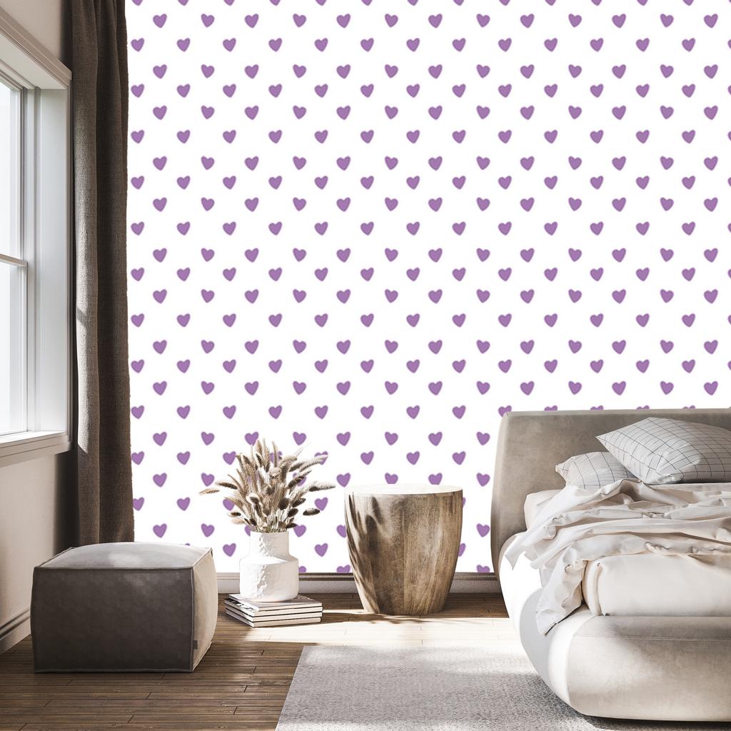 Heart Wallpaper White, Purple, Light Gray and Lavender 50x1000