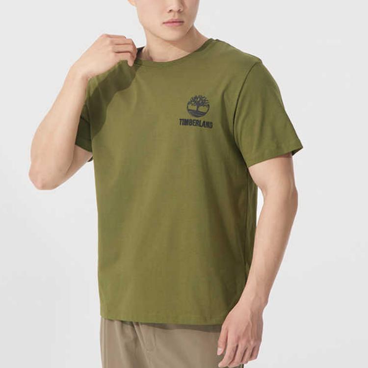 Timberland Letter Print Outdoor Casual Simple Comfortable Breathable Pullover Round Neck Short Sleeve T-Shirt Unisex Tops Olive-Green A42Q5-EG5
