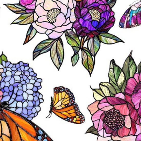 Naklejka na okno z motywem kwiatów i motyli, dwustronna, usuwalna, wodoodporna, z PCV, statyczna naklejka na szkło z motywem kwiatowym, dekoracja do domu, biura, naklejka