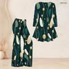 Women Plus Size Black Printed V Neck Three Quarter Sleeve Flared Top And Flared Pants Two Piece Set