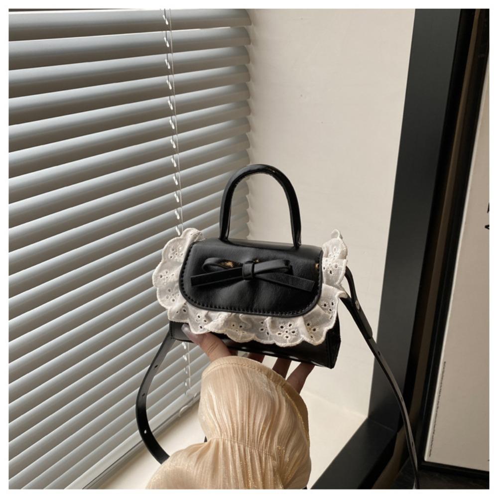 

Fashionable Mini Crossbody Bag Lace Bow Ballet Style Shoulder Bags Y2k PU Leather Women s Handbag Women чёрный