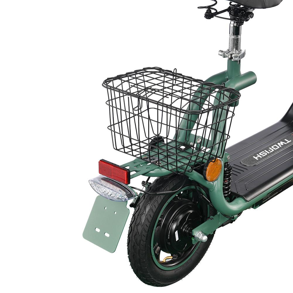 (EEC)TWOFISH M5 PRO-E Electric Scooter with Seat and Rear Basket, 500W Motor, 48V 13Ah Battery, 12 Inch Tires, 40km/h Max Speed