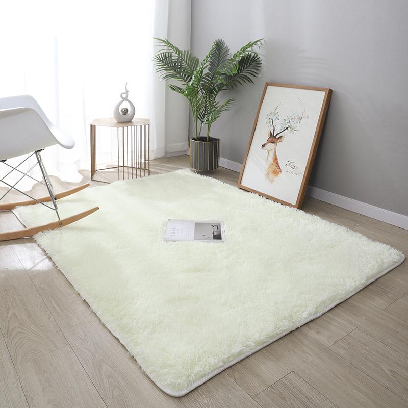 Simple Modern Silk Hair Tie-Dye Carpet Plush Soft Living Room Bedroom Bed Blanket Children's Room Non-Slip Floor Mat