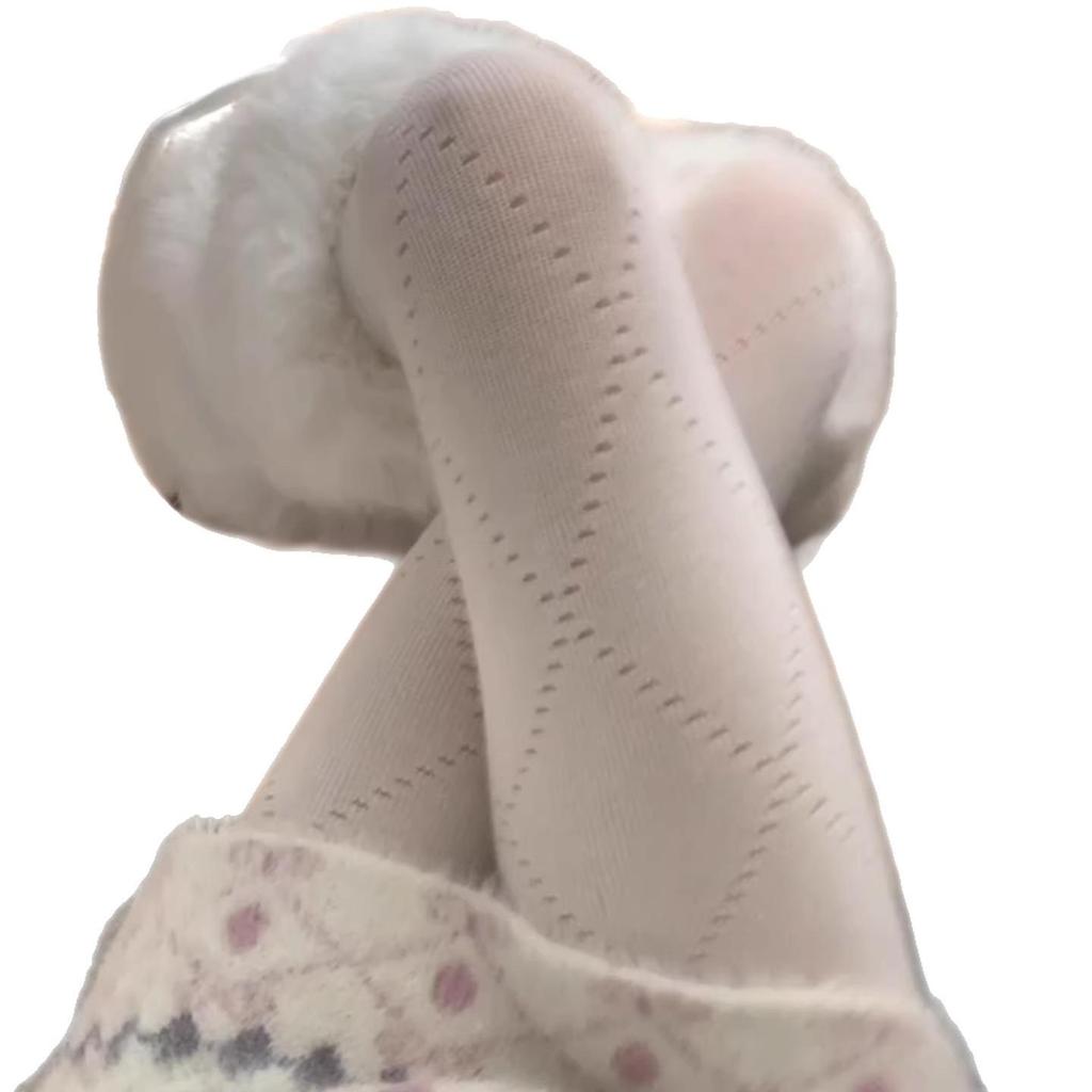 Diamond Mesh White Pantyhose - Slim, Sweet, Japanese JK Style for Spring & Autumn