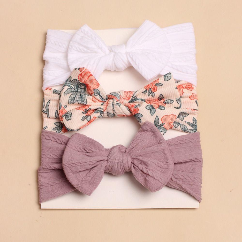 3Pcs/Lot Elastic Bowknot Hair Bands Soft Headwrap Cute Headwear Baby Girls