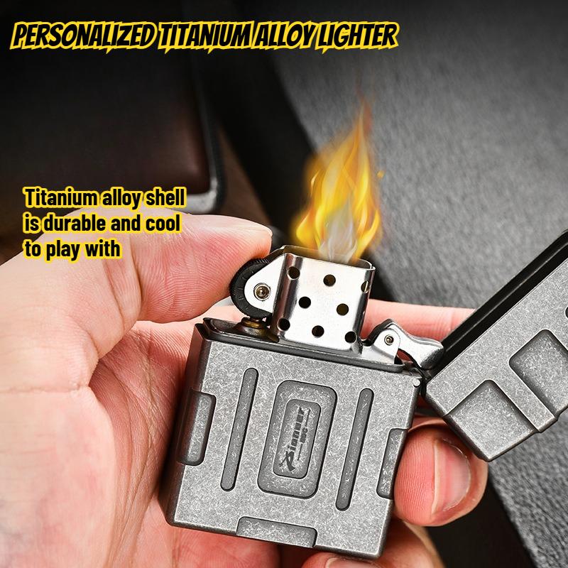 New Popular Titanium Alloy Lighter Convenient Flip Cover Cigarette Lighter Durable Men's Gift Cigarette Accessories