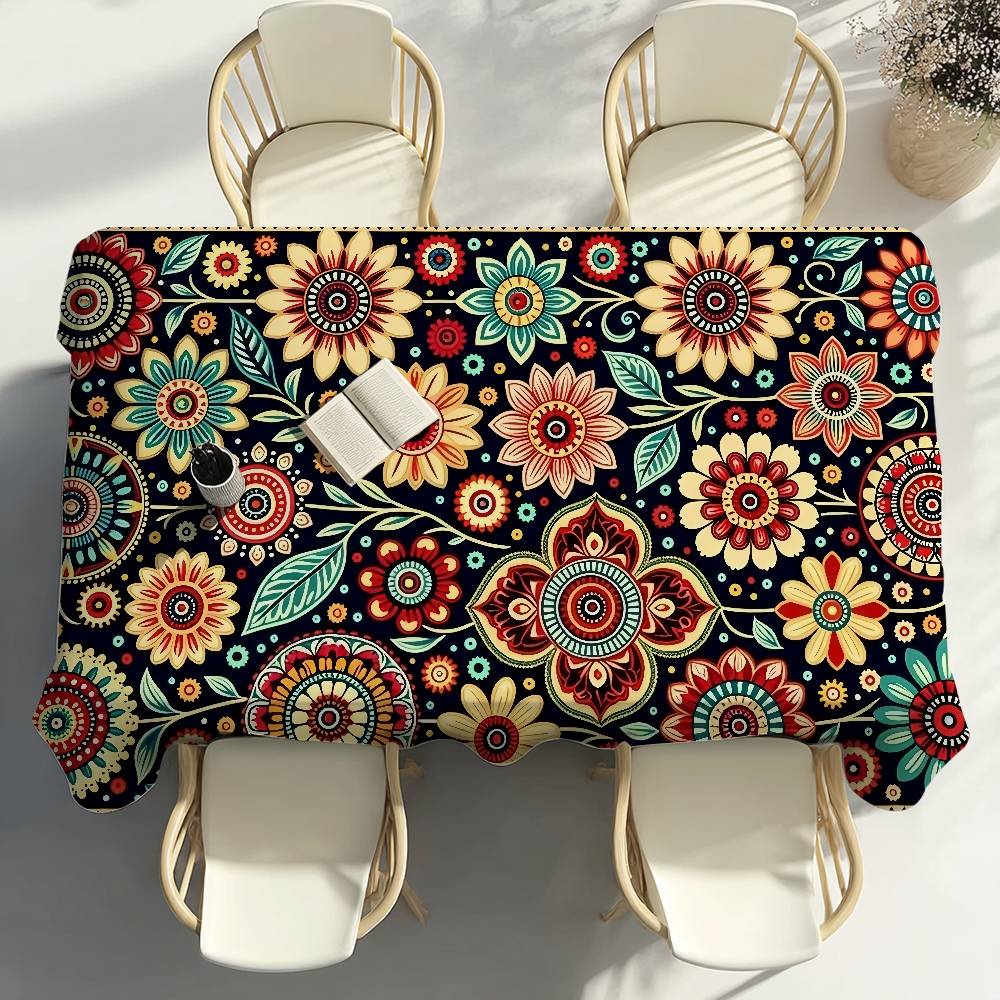 Klassischer Boho-Stil Tischdecke Partydekoration Esszimmer Zuhause Küche Terrassen Wasserdicht Fleckenabweisend Tischdecke