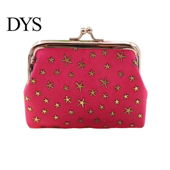 Lipstick Sample Holder Golden Star Coin Purse, Women Denim Change Kiss Retro Style Pouch Lock Closure for Folded Cash Coins Cards Bag