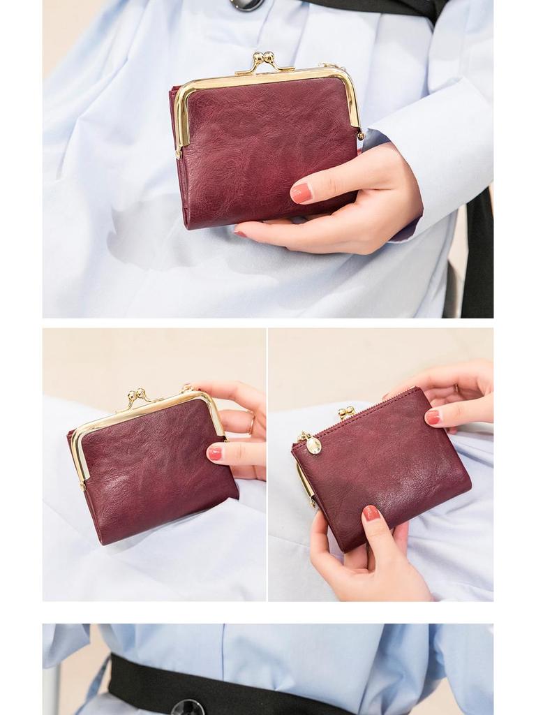Xiangyin Women's 2024 Retro Multifunctional Leather Wallet: Short Folding Coin Purse & Card Holder