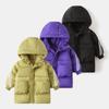 Children's Warm Cotton Clothing, Winter Mid-Length Hooded Thickened Cotton Coat for Boys and Girls, Medium and Large Children's Baby Cotton Jacket