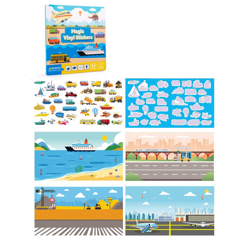 Reusable Scene Cute Stickers DIY Puzzle Magic Sticker Books Cartoon Animal Learning Cognition Toys For Kids Gift